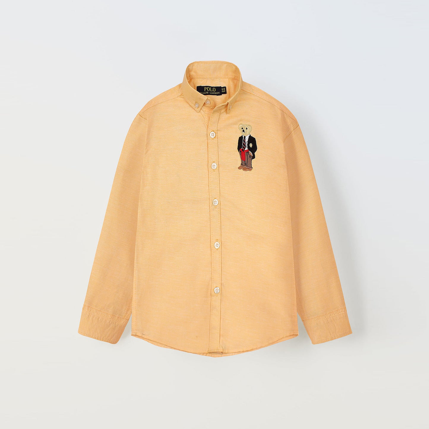 RL Orange Bear Embroidered Logo Casual Shirt