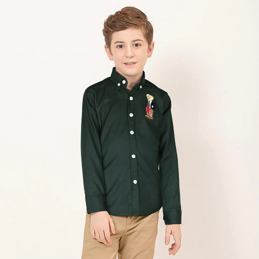 RL Green Bear Embroidered Logo Casual Shirt