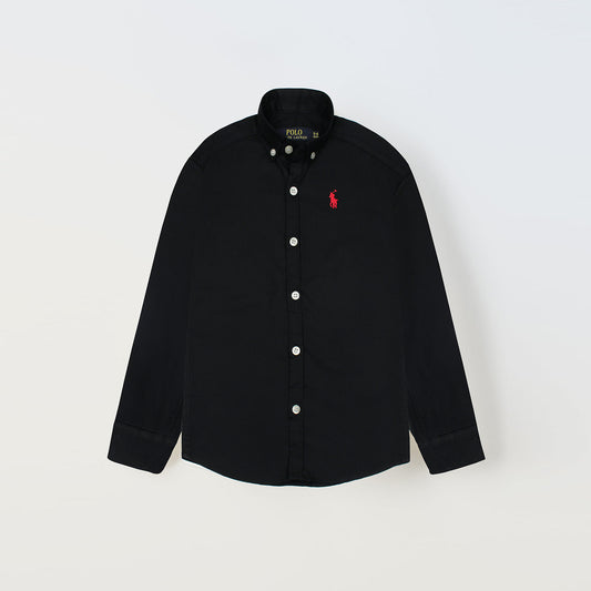 RL Black Polo With Red Embroidered Logo