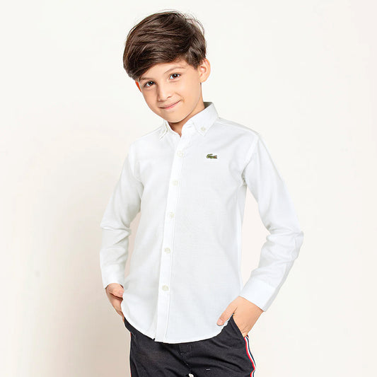 LCST White Casual Shirt With Embroidered Logo