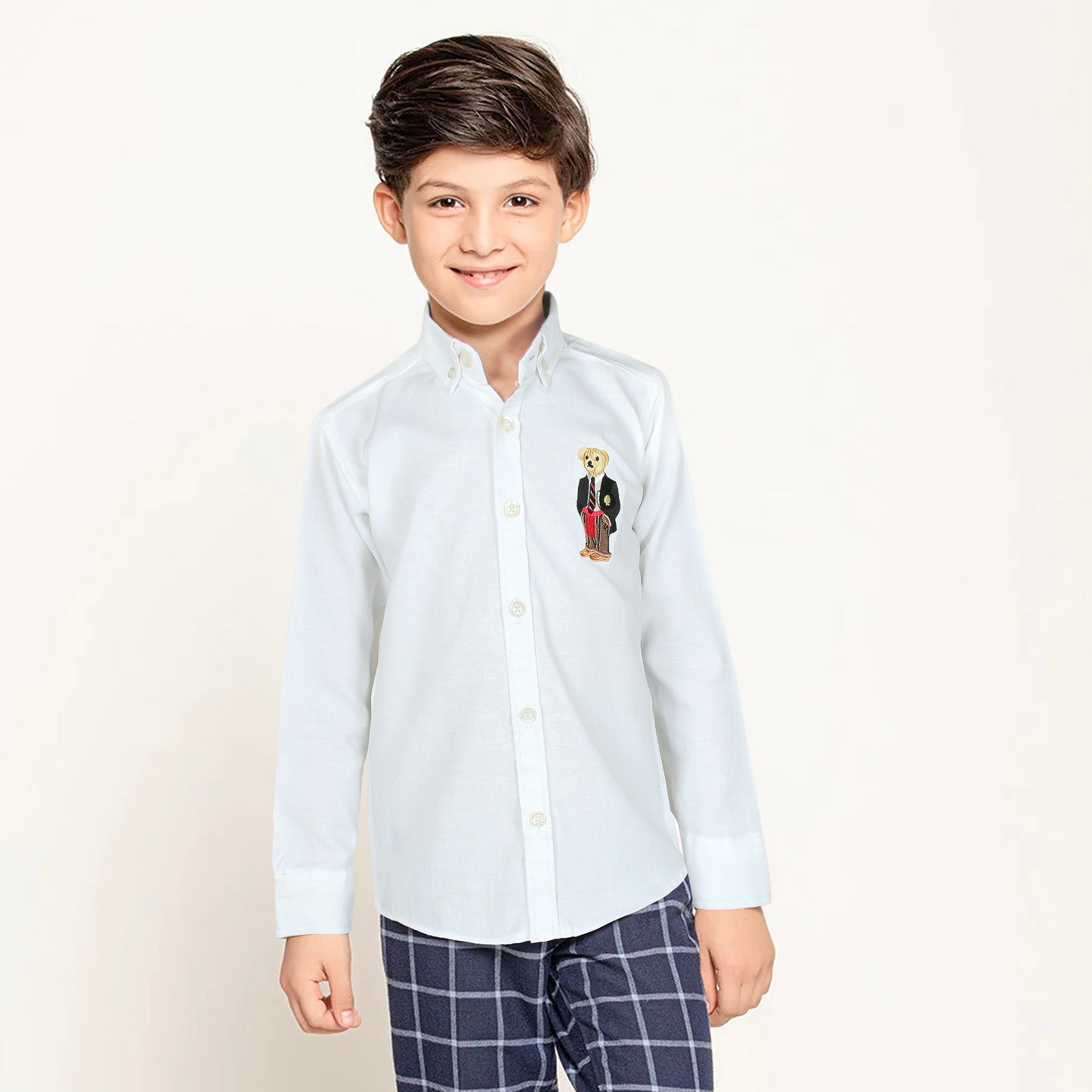 RL White Bear Embroidered Logo Casual Shirt