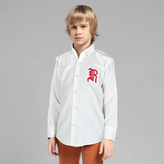 RL White Casual Shirt with Red Embroidered R Logo