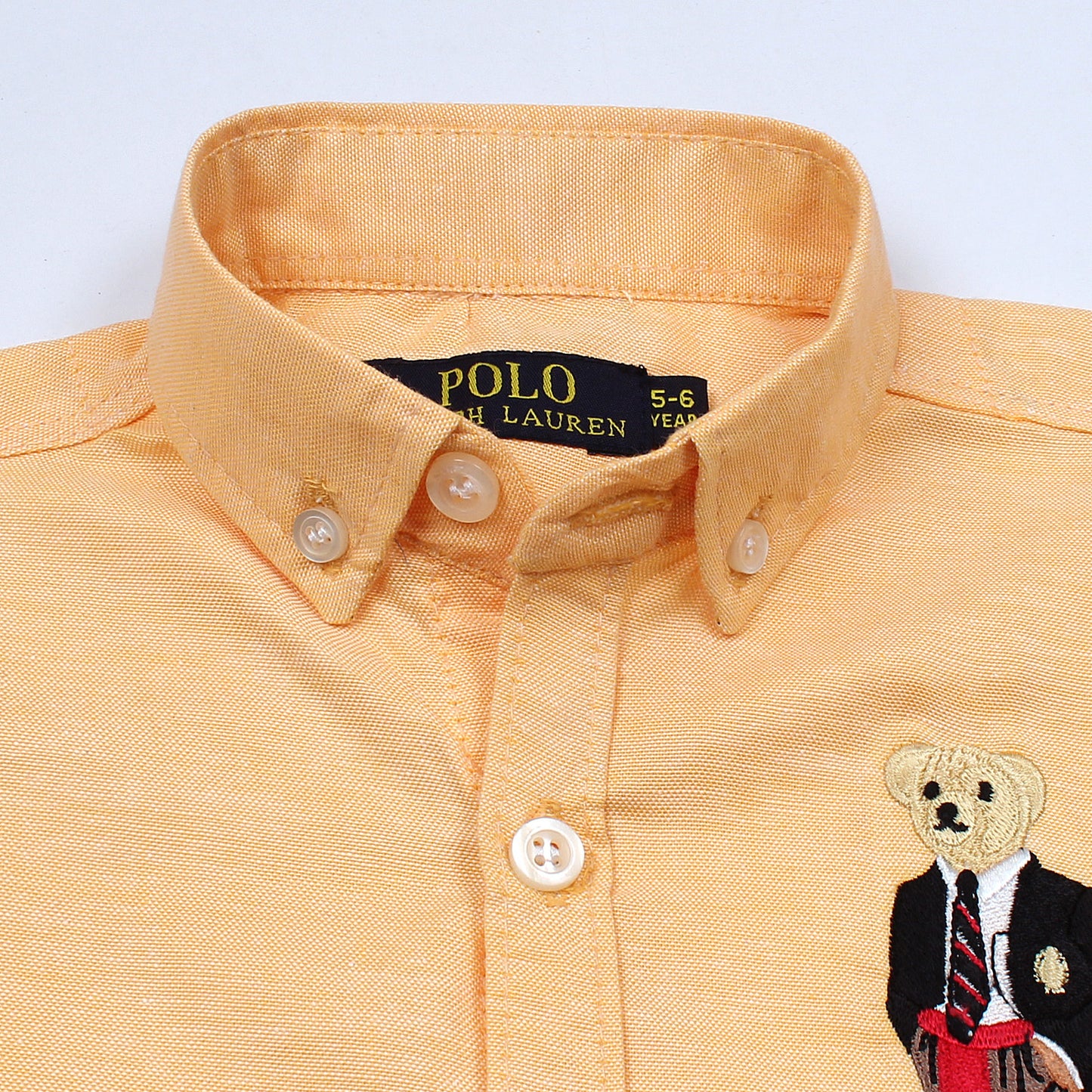 RL Orange Bear Embroidered Logo Casual Shirt