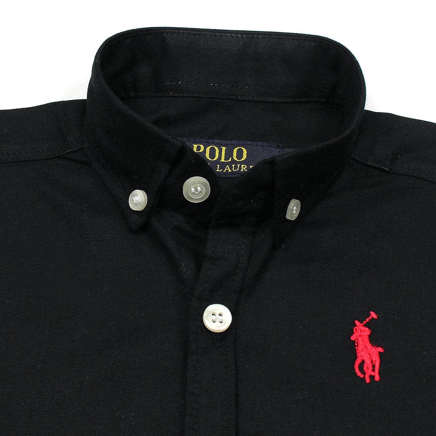 RL Black Polo With Red Embroidered Logo