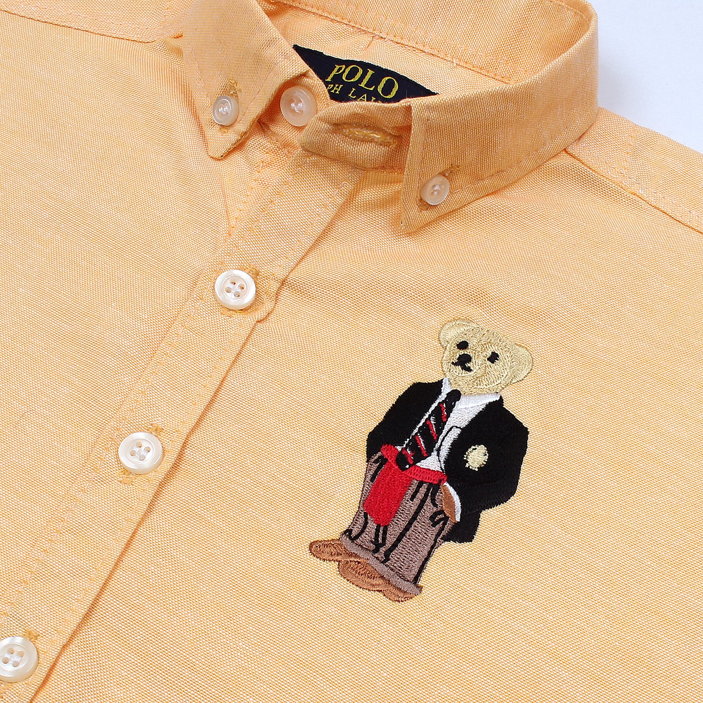 RL Orange Bear Embroidered Logo Casual Shirt