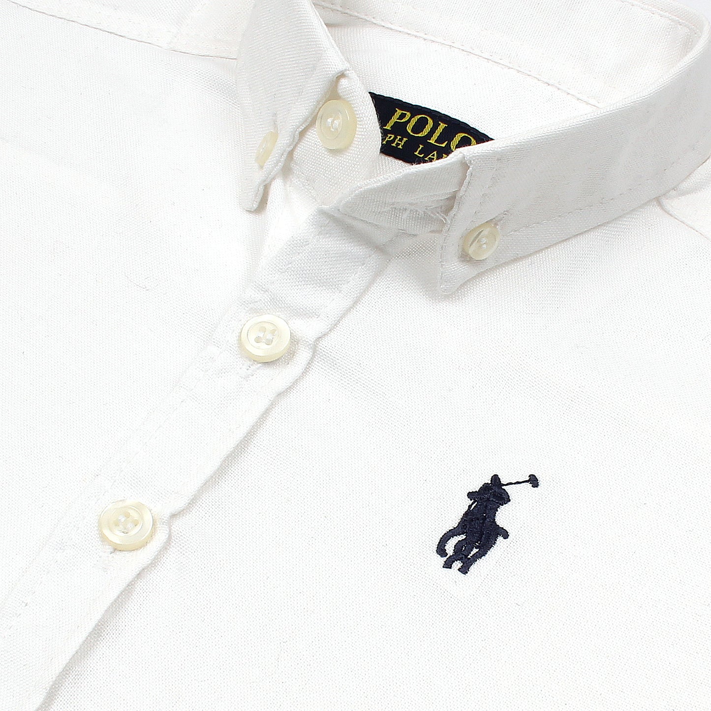 RL White Polo with Navy Embroidered Logo