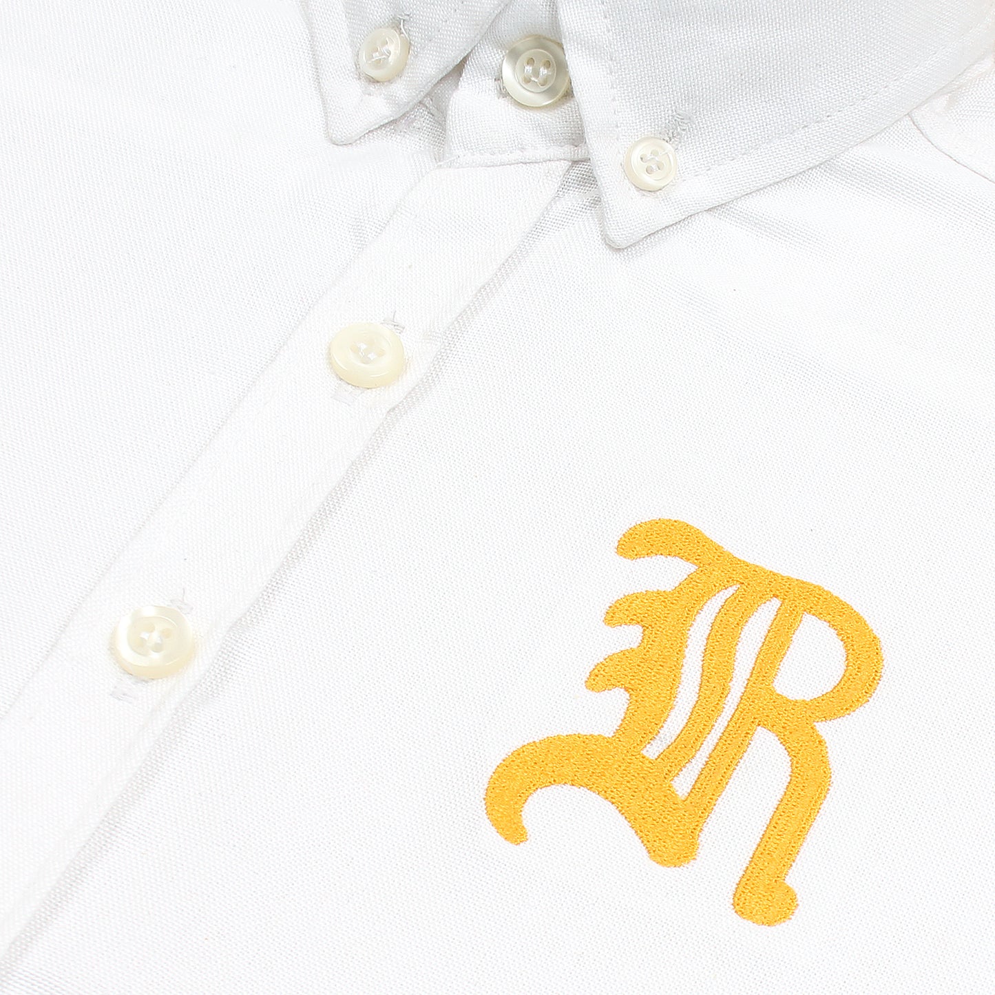 RL White Casual Shirt with Golden Embroidered R Logo