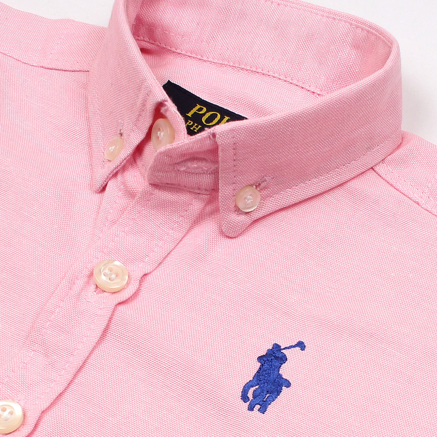 RL Pink Polo With Blue Embroidered Logo