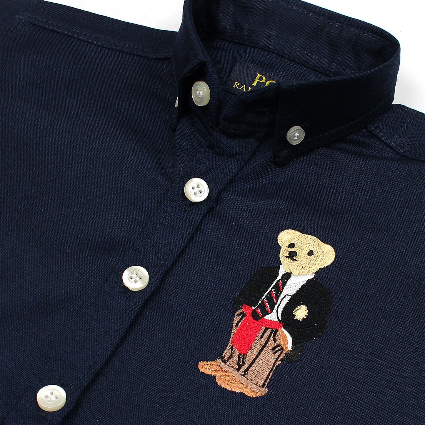 RL Navy Bear Embroidered Logo Casual Shirt