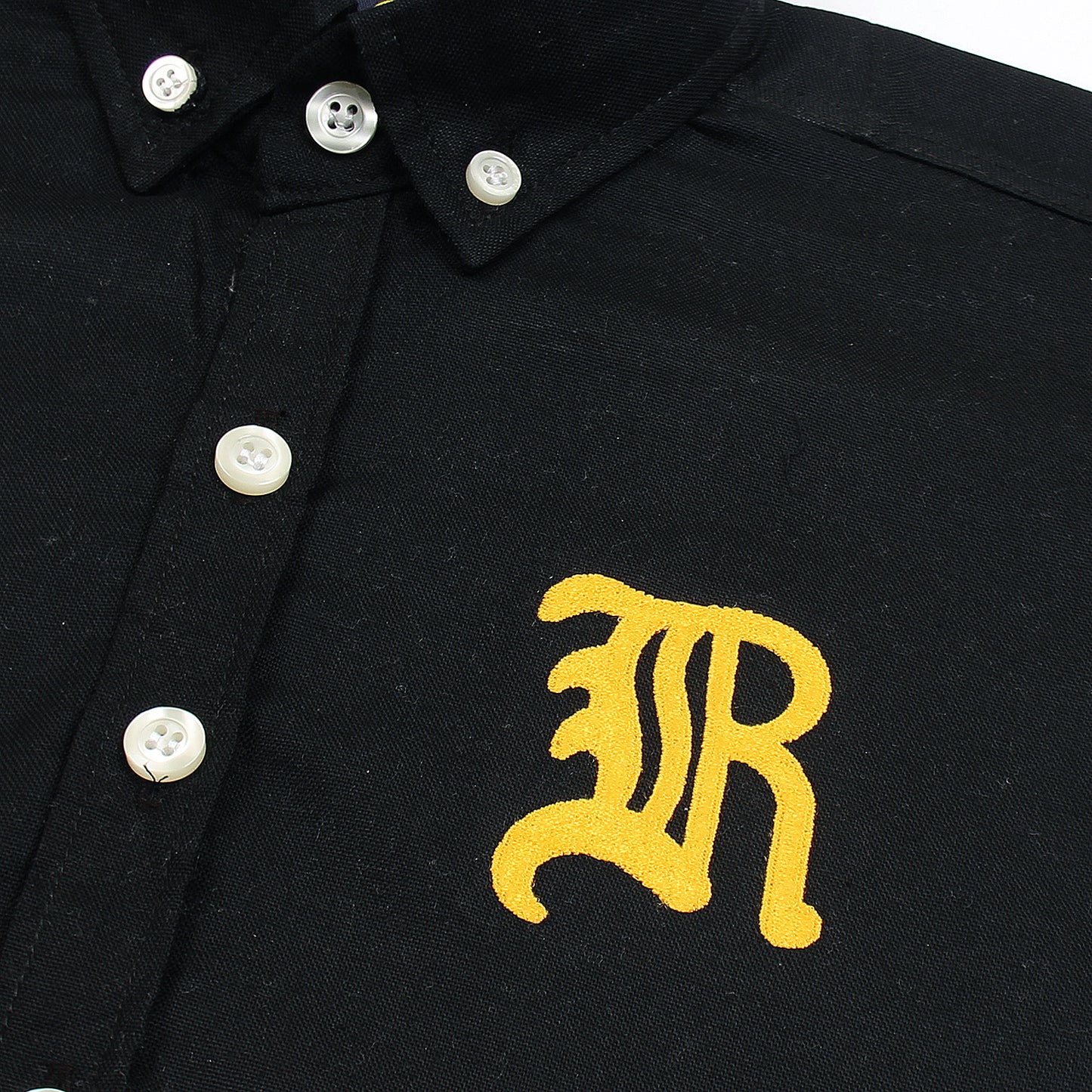 RL Black Casual Shirt With Golden Embroidered R Logo