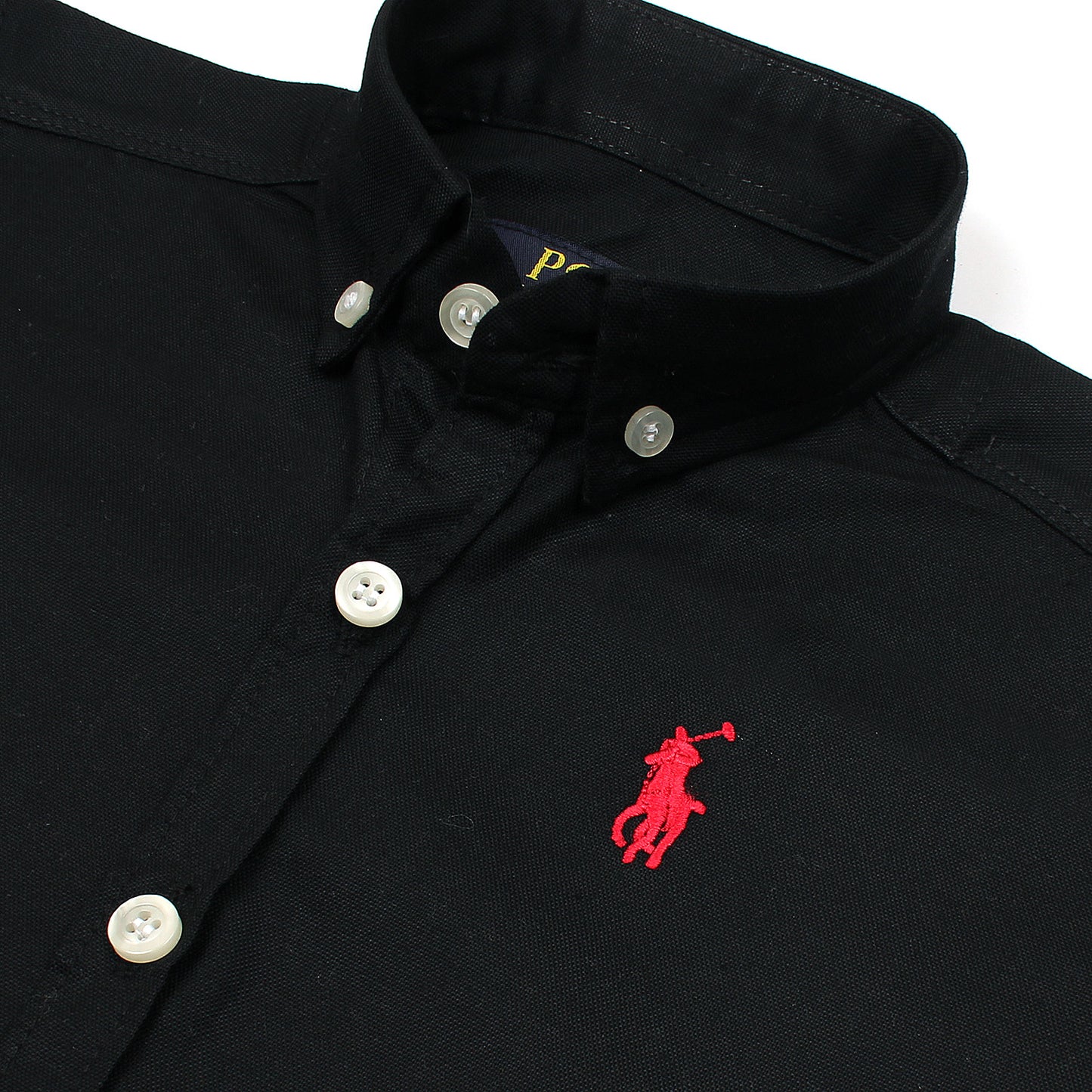 RL Black Polo With Red Embroidered Logo