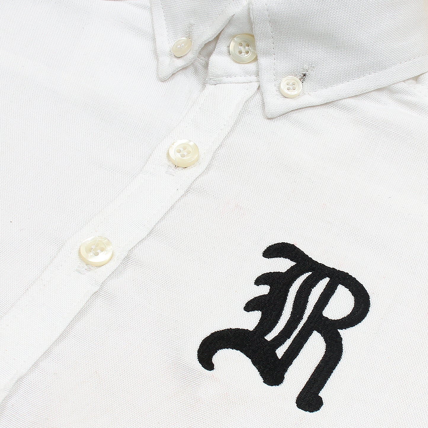 RL White Casual Shirt with Black Embroidered R Logo