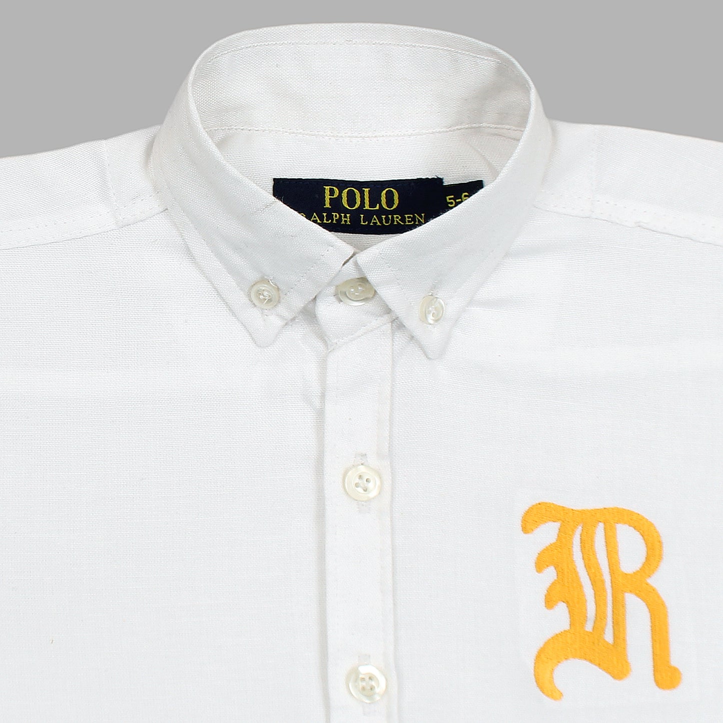 RL White Casual Shirt with Golden Embroidered R Logo