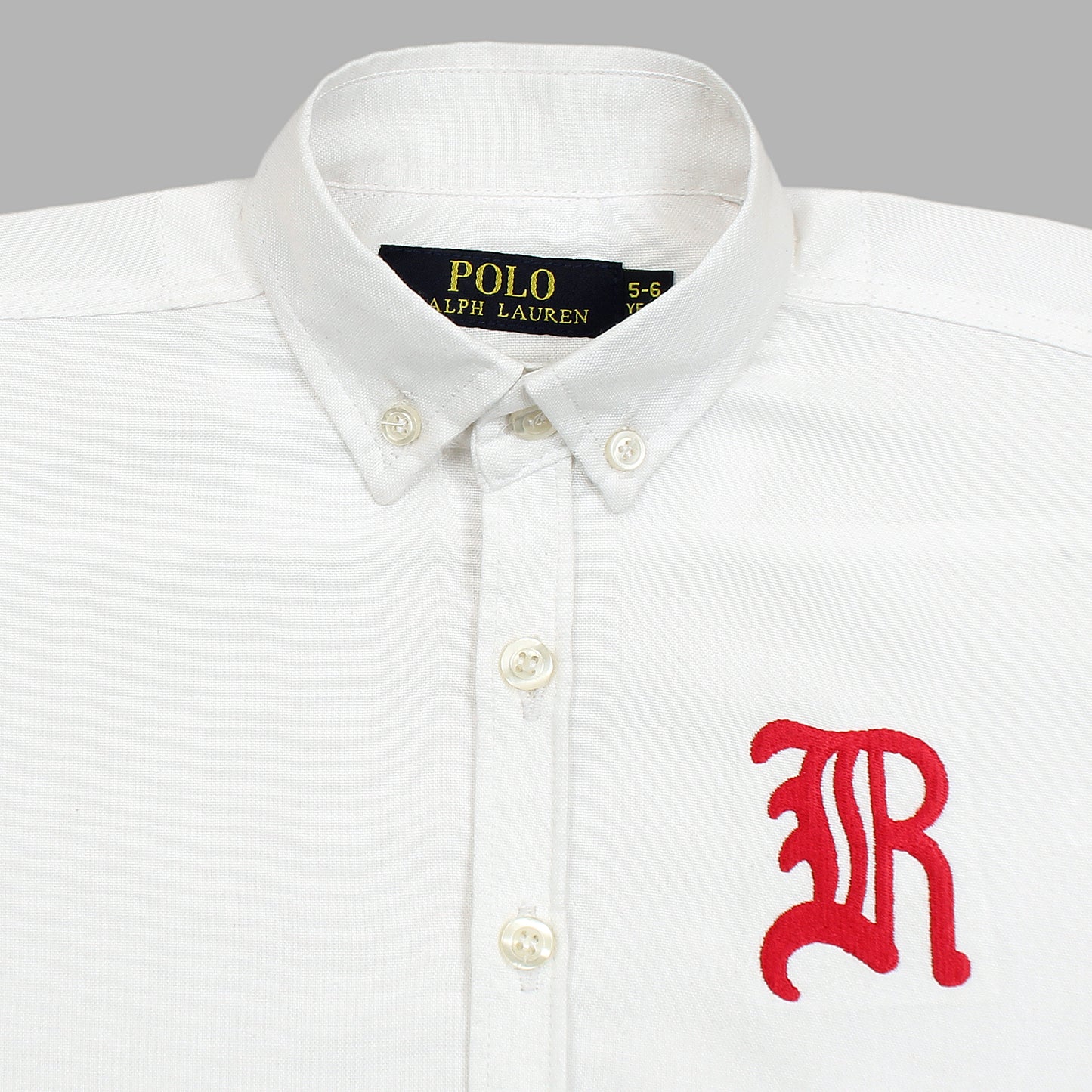 RL White Casual Shirt with Red Embroidered R Logo