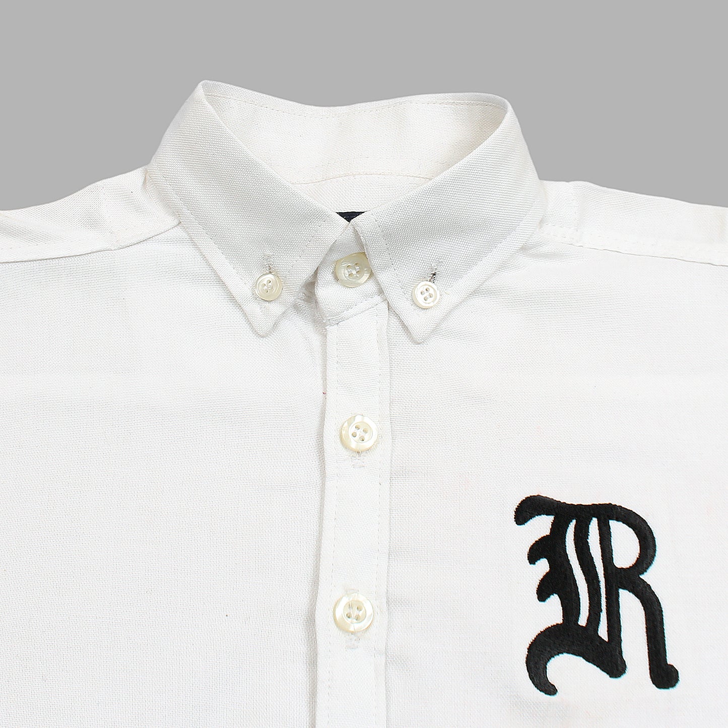 RL White Casual Shirt with Black Embroidered R Logo