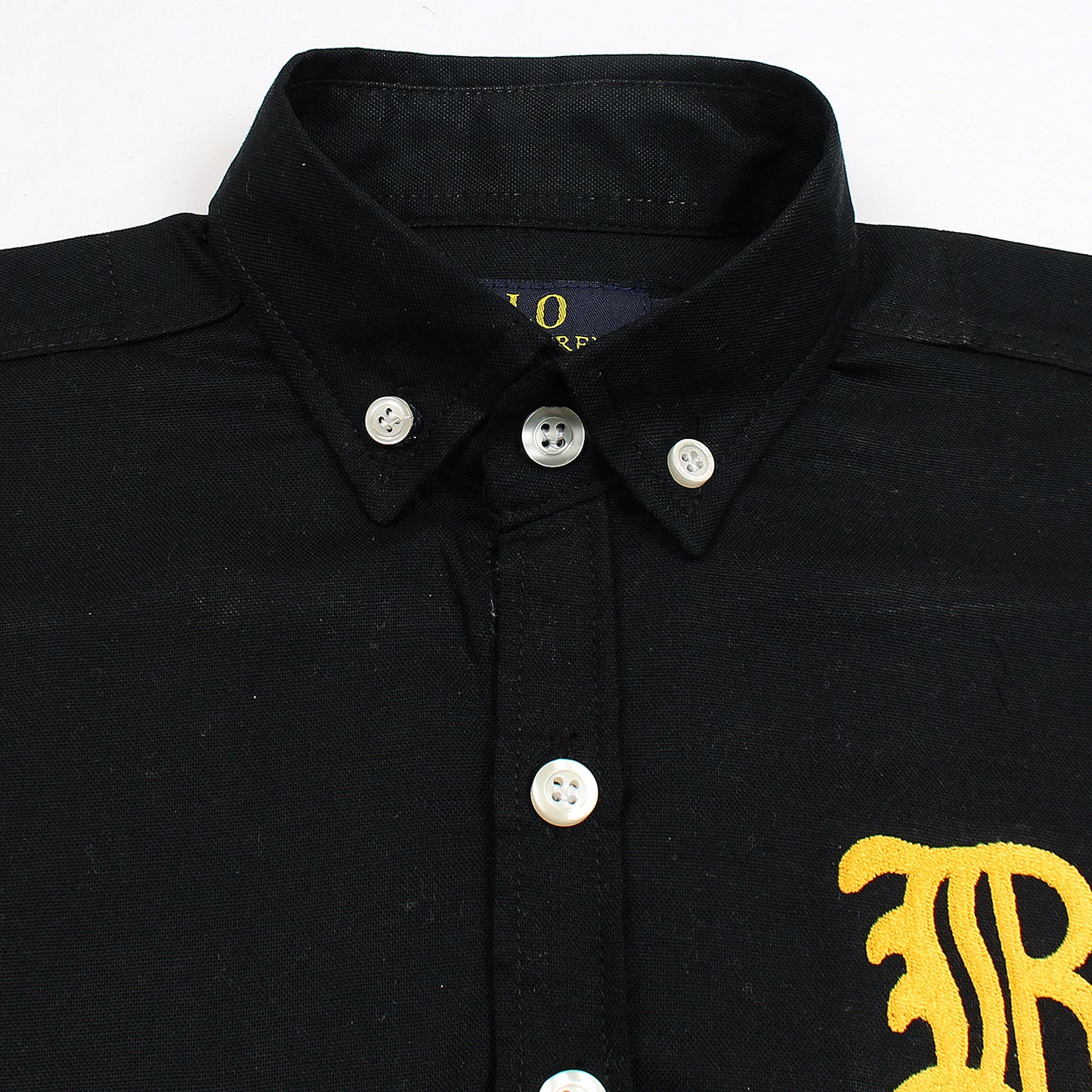 RL Black Casual Shirt With Golden Embroidered R Logo