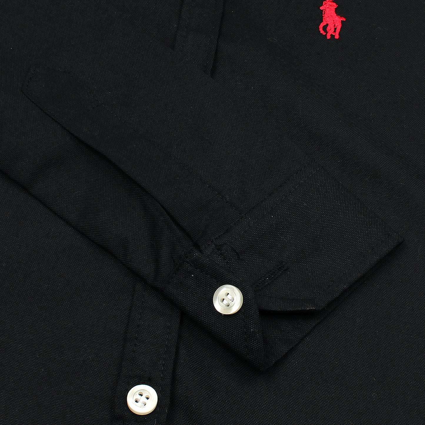 RL Black Polo With Red Embroidered Logo