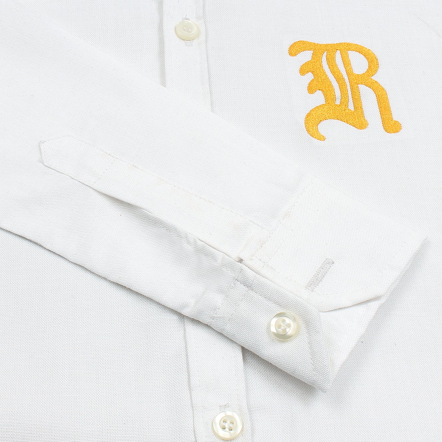 RL White Casual Shirt with Golden Embroidered R Logo