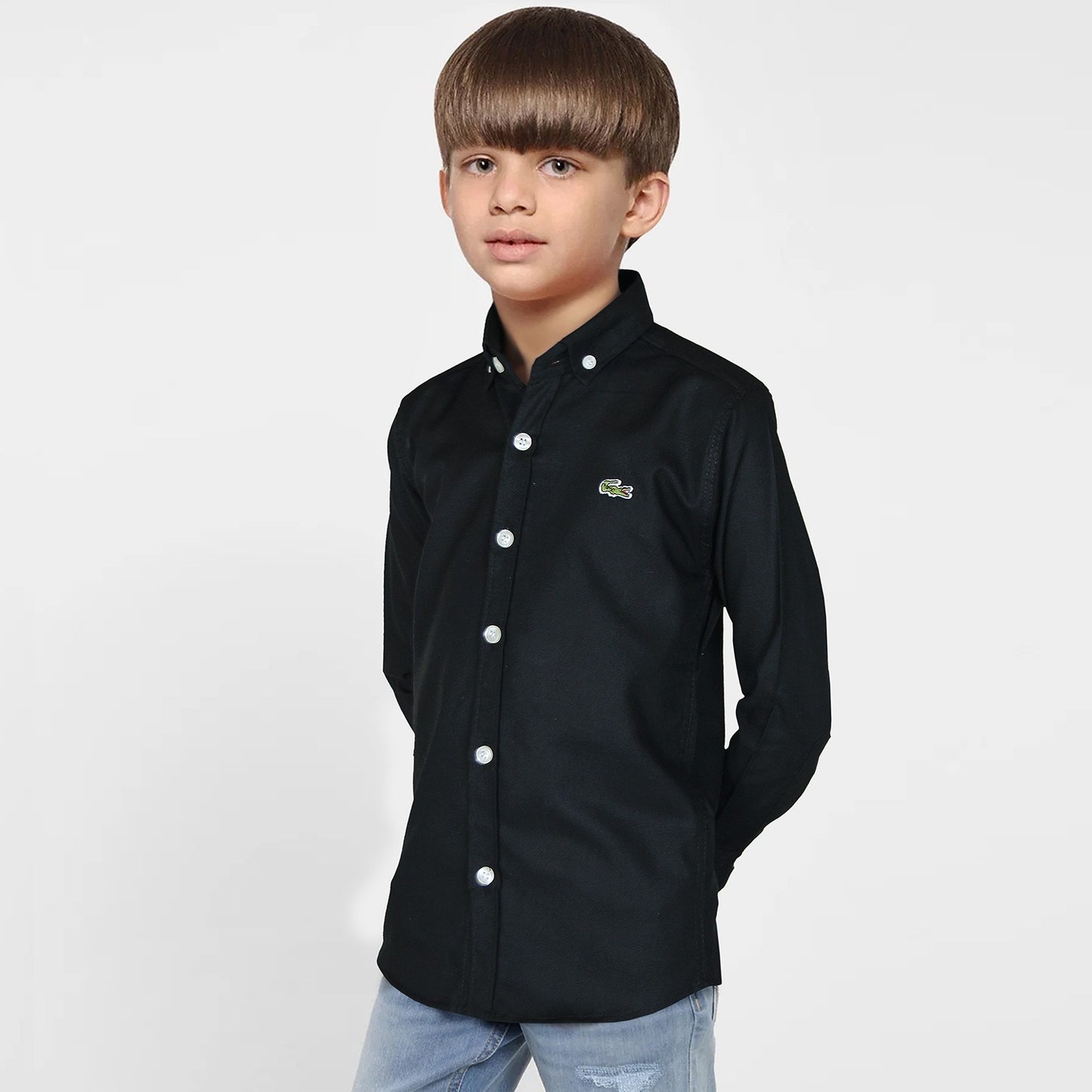 LCST Black Casual Shirt With Embroidered Logo