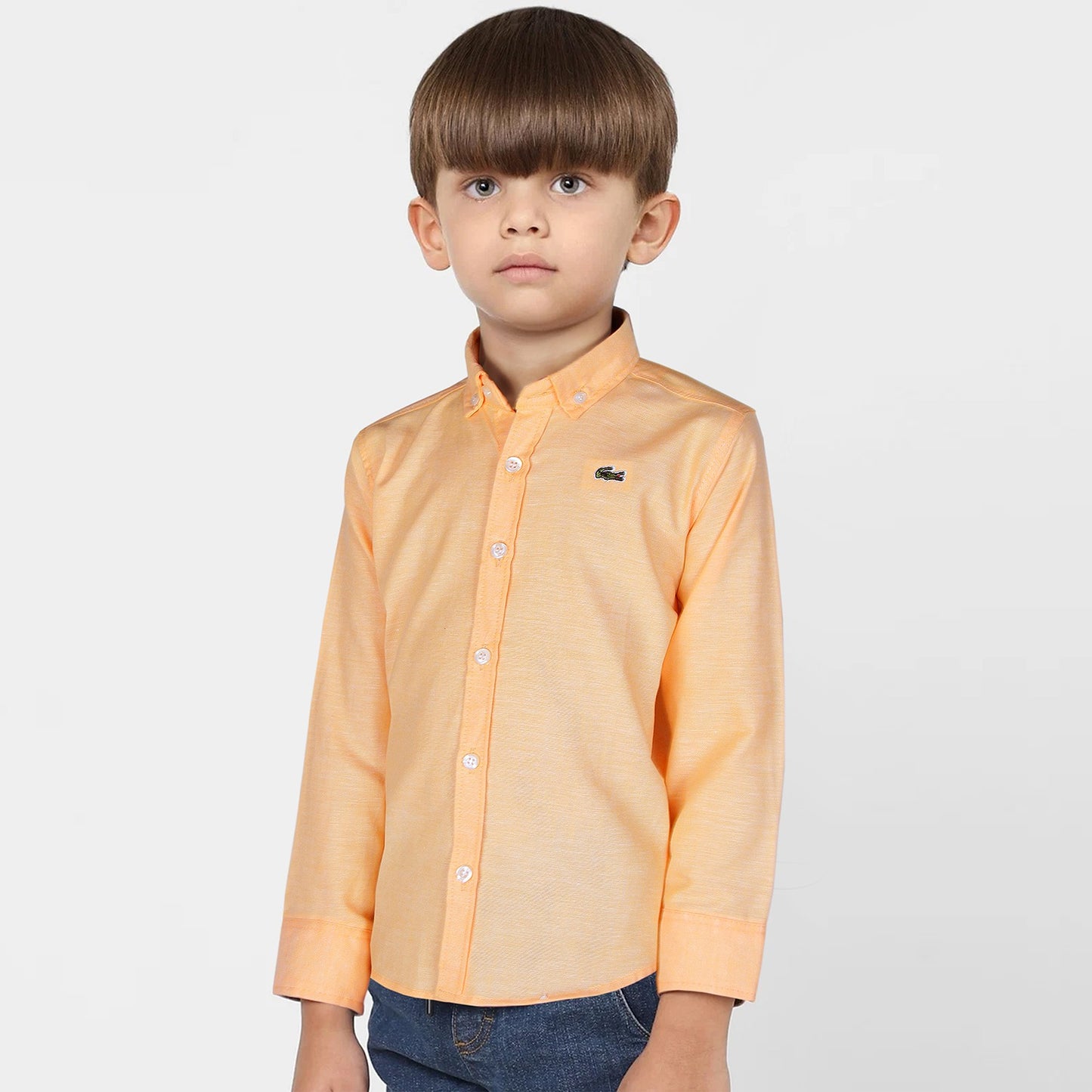 LCST Orange Casual Shirt With Embroidered Logo